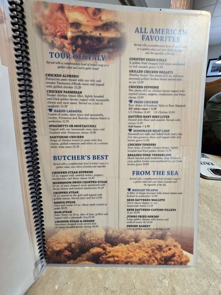 Bartonville Diner menu 1