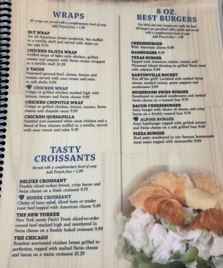 Bartonville Diner menu 2